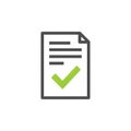 Simple icon of a document with a green checkmark symbolizing approval or completion Royalty Free Stock Photo