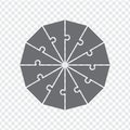 Simple icon dodecagon puzzle in gray. Simple icon dodecagon puzzle of the twelve elements. Flat design. Royalty Free Stock Photo