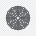 Simple icon dodecagon puzzle in gray. Simple icon dodecagon puzzle of the twelve elements. Flat design.