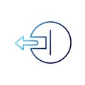 Simple icon featuring a blue circular shape with a left-pointing arrow extending from Royalty Free Stock Photo