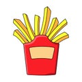 Simple icon in flat style. Fast food. Deep fried french fries from a restaurant cut into slices in a cardboard cup. Street food. Royalty Free Stock Photo