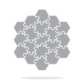 Simple icon hexagonal puzzles in gray. Simple icon puzzle of the nineteen elements.