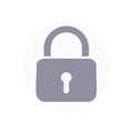 Simple icon illustration of a grey padlock inside a light grey circle representing security or privacy Royalty Free Stock Photo