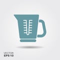 Simple icon of kitchenware measuring cup in flat style. Royalty Free Stock Photo