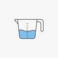Simple icon of kitchenware measuring cup in flat style. Vector illustration. Royalty Free Stock Photo