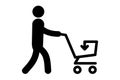 A simple icon of a man with cart