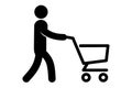 A simple icon of a man with cart