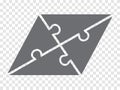 Simple icon parallelogram puzzle in gray. Simple icon polygonal puzzle of the four elements on transparent background