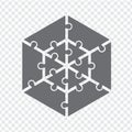 Simple icon polygonal puzzle in gray. Simple icon polygonal puzzle of the twelve elements on transparent background. Puzzle of Hex