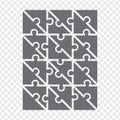 Simple icon polygonal puzzle in gray. Simple icon polygonal puzzle of twenty four elements on transparent background.  Rectangle. Royalty Free Stock Photo