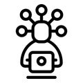 Project manager managing multiple tasks using laptop icon