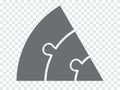 Simple icon puzzle in gray. Simple icon sector puzzle of the three different elements on transparent background Royalty Free Stock Photo