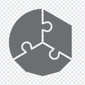 Simple icon puzzle in gray. Simple icon puzzle of the three different elements on transparent background Royalty Free Stock Photo