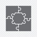 Simple icon puzzles in gray. Simple icon puzzle of the five elements on transparent background
