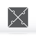 Simple icon puzzles in gray. Simple icon puzzle of the four elements. Puzzle square is from four triangles. Royalty Free Stock Photo
