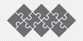Simple icon puzzles in grey. Simple icon puzzle of the ten elements on transparent background