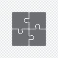 Simple icon puzzles in grey on a transparent background. Simple icon puzzle of the four elements.