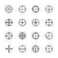 Simple icon set aim and target for shooting on range or military battlefield. Contains such symbols sight sniper weapons