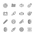 Simple icon set car repair and maintenance. Contains such symbols parts engine, radiator, brakes, battery, muffler