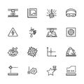 Simple icon set laser cutting and metal processing. Contains such symbols industrial machine, equipment, industrial