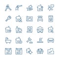 Simple icon set of real estate items in thin line style. Vector symbols Royalty Free Stock Photo