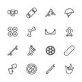 Simple icon set skateboarding and youth sport. Contains such symbols skateboard, wheels, extreme sports, injuries