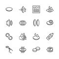 Simple icon set vision, eyesight, ophthalmology and eyes care concept. Contains such symbols contact lenses, vision