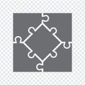 Simple icon square puzzle in gray. Simple icon puzzle of the four elements and center on transparent background Royalty Free Stock Photo