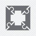 Simple icon square puzzle in gray. Simple icon puzzle of the four elements on transparent background Royalty Free Stock Photo