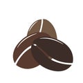 Simple icon with three coffee bean. Flat Design Royalty Free Stock Photo
