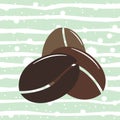 Simple icon with three coffee bean. Flat Design Royalty Free Stock Photo