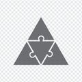 Simple icon triangle puzzles in gray. Simple icon puzzle of the four pieces on transparent background.