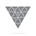 Simple icon triangular puzzles in gray. Simple icon puzzle of the nineteen elements. Royalty Free Stock Photo