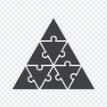 Simple icon triangular puzzles in gray on transparent background. Simple icon puzzle of the nine elements. Royalty Free Stock Photo
