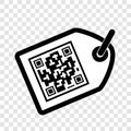 Vector Simple Icon White Rectangle Tag with Fake QR code, at Transparent Effect Background