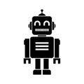 Vector art of a classic black robot with a square head and a friendly expression, symbolizing technology and automation Royalty Free Stock Photo