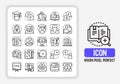 Simple Icons Set of Education Vector in outline flat design. 64x64 Pixel Perfect Royalty Free Stock Photo