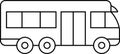 Simple icons on the theme of commuting to work or school, drawn in line minimalistic style