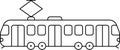 Simple icons on the theme of commuting to work or school, drawn in line minimalistic style