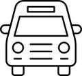 Simple icons on the theme of commuting to work or school, drawn in line minimalistic style