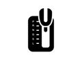 Automatic car gear lever. Simple illustration in black and white.