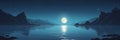 Simple Illustration Background of a Moonlit Night Over a Calm Sea Royalty Free Stock Photo
