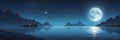 Simple Illustration Background of a Moonlit Night Over a Calm Sea Royalty Free Stock Photo