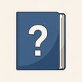 Simple illustration of a blue book cover featuring a large white question mark centered Royalty Free Stock Photo