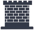 Simple illustration of a brick castle tower with battlements and a strong foundation Royalty Free Stock Photo