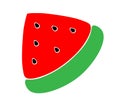 Vector red watermelon slice. A simple illustration for children. cute piece of fruit for logo and design