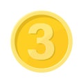 Simple illustration of coin with number three Concept of internet icon