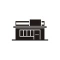 Convenience store building. Simple illustration in black and white. Royalty Free Stock Photo