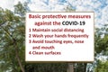 Simple illustration of Coronavirus COVID-19 Protection measures on billboard