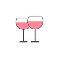 simple illustration couple glasses icon flat design pink color